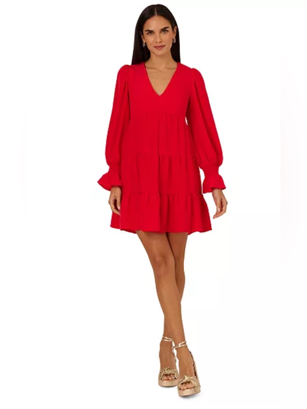Adrianna By Adrianna Papell Women's Tiered Trapeze Solid Dress